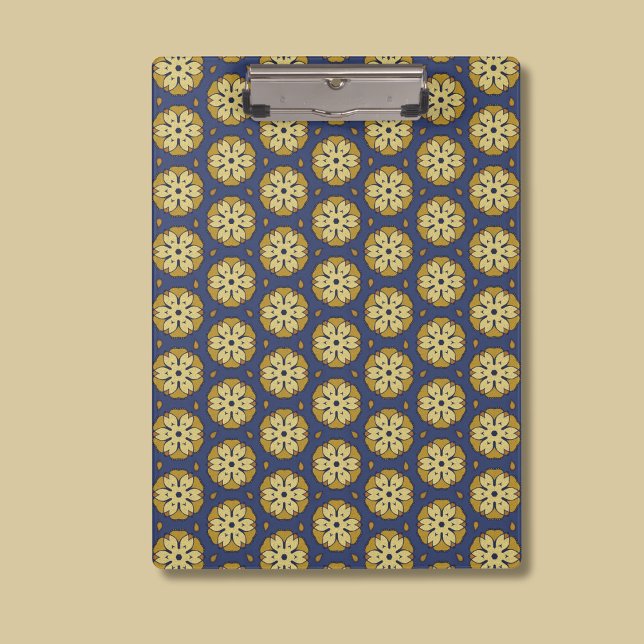 Carpeta De Pinza Patrón floral dorado y azul y lágrima (Subido por el creador)