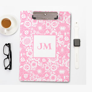Carpeta De Pinza Patrón floral mod con iniciales