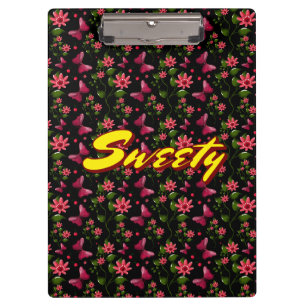 Carpeta De Pinza Patrón floral personalizado de mariposa cereza sin