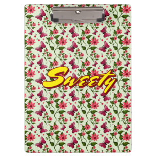 Carpeta De Pinza Patrón floral personalizado de mariposa cereza sin
