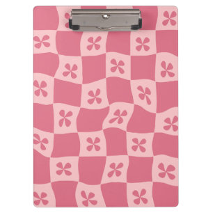 Carpeta De Pinza Patrón floral retro-rosado controlado