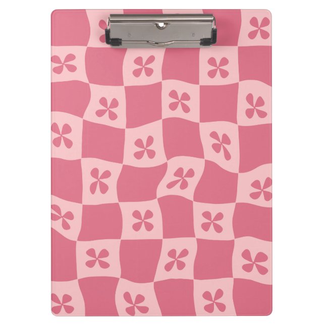 Carpeta De Pinza Patrón floral retro-rosado controlado (Anverso)
