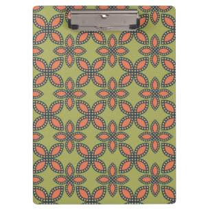 Carpeta De Pinza Patrón floral retro verde y Naranja abstracto