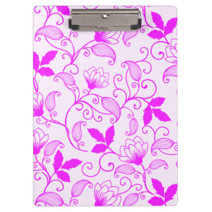 Carpeta De Pinza Patrón floral rosado personalizar
