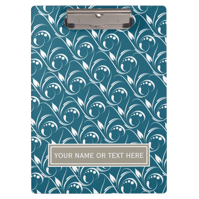 Carpeta De Pinza Patrón floral sin foco azul Verde azulado Peacock (Anverso)