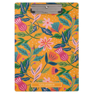 Carpeta De Pinza Patrón floral tropical moderno