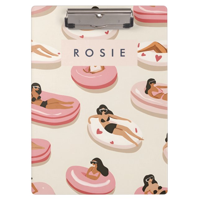 Carpeta De Pinza Patrón flotante de piscina de verano personalizado (Anverso)