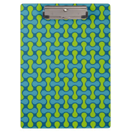 Carpeta De Pinza Patrón geométrico abstracto retro en azul y verde