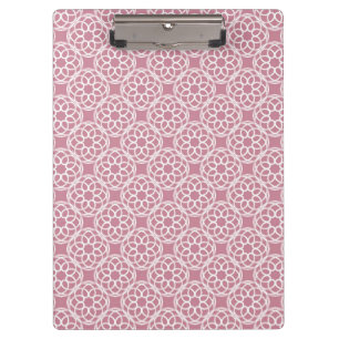 Carpeta De Pinza Patrón geométrico continuo blanco y rosa