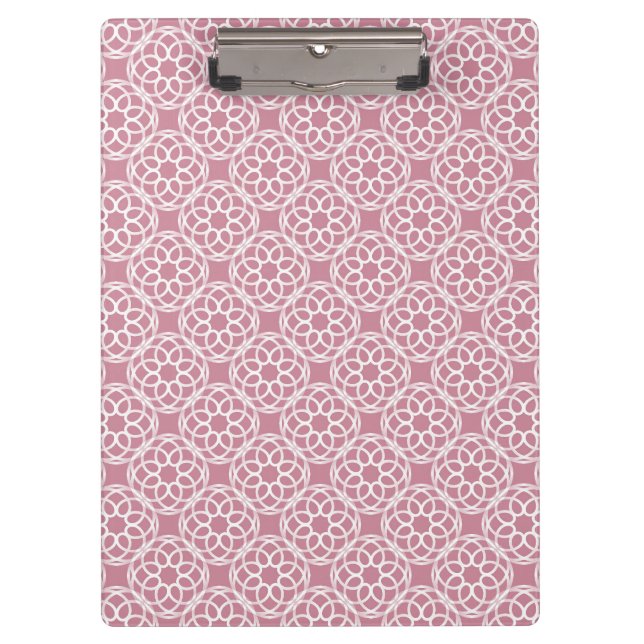 Carpeta De Pinza Patrón geométrico continuo blanco y rosa (Anverso)