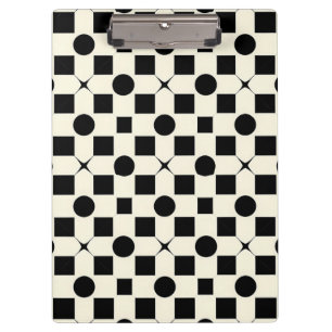 Carpeta De Pinza Patrón geométrico en blanco y negro con círculos