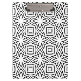 Carpeta De Pinza Patrón geométrico floral en blanco y negro