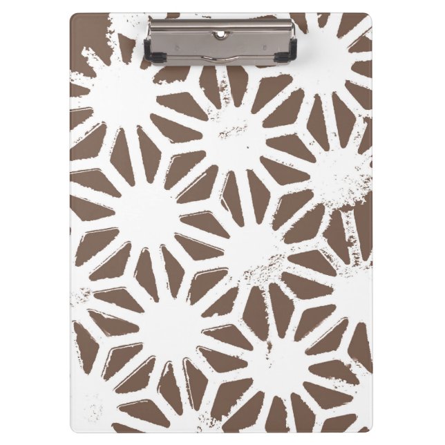 Carpeta De Pinza Patrón geométrico marrón y blanco (Anverso)