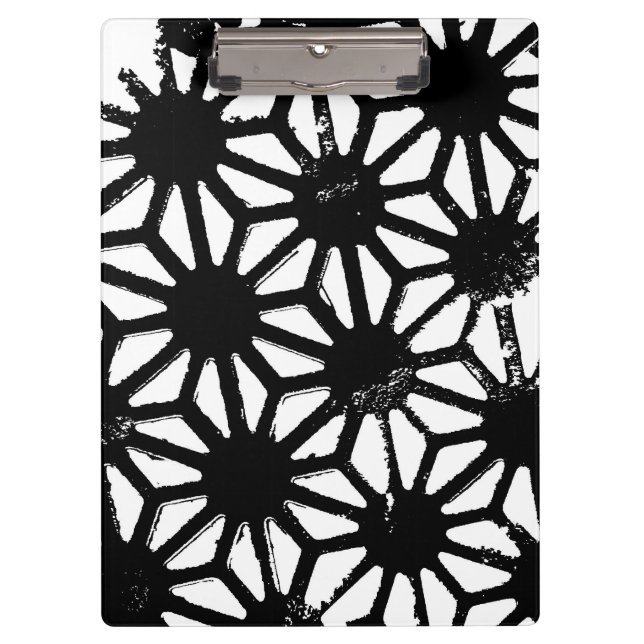 Carpeta De Pinza Patrón geométrico negro (Anverso)