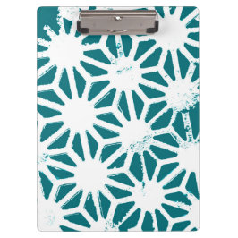 Carpeta De Pinza Patrón geométrico verde azulado y blanco