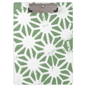 Carpeta De Pinza Patrón geométrico verde oliva y blanco