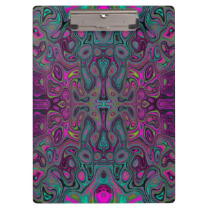 Carpeta De Pinza Patrón Grueso Magenta y Azul Teal Groovy