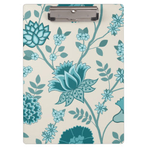 Carpeta De Pinza Patrón jacobeo floral Lg en crema