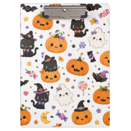 Carpeta De Pinza Patrón Kawaii de Halloween con Calabazas Adorables