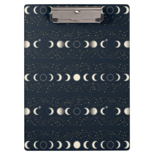 Carpeta De Pinza Patrón minimalista de fases lunares con estrellas 