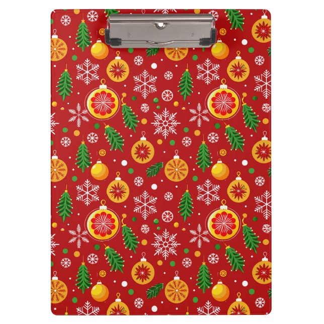 Carpeta De Pinza Patrón navideño rojo (Anverso)