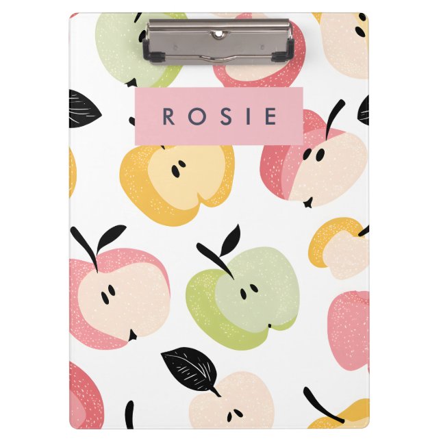 Carpeta De Pinza Patrón personalizado de manzana cuta colorido (Anverso)
