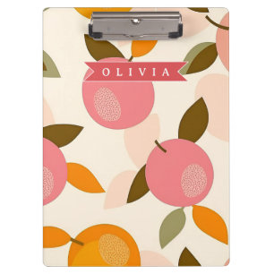 Carpeta De Pinza Patrón Personalizado de Melocotón Lindo Verano Ret
