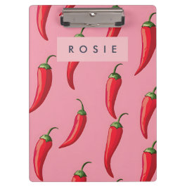 Carpeta De Pinza Patrón picante de pimienta de chile rojo en fondo 