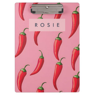 Carpeta De Pinza Patrón picante de pimienta de chile rojo en fondo