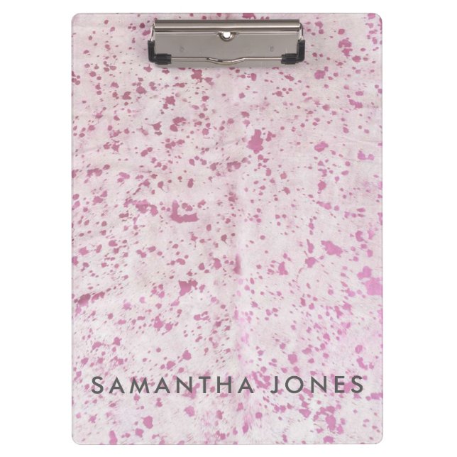 Carpeta De Pinza Patrón Piel de vaca rosa (Anverso)