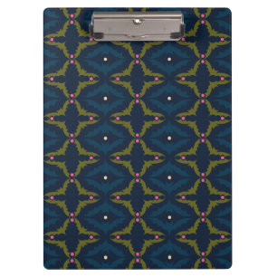 Carpeta De Pinza Patrón Retro Vintage Azul Profundo