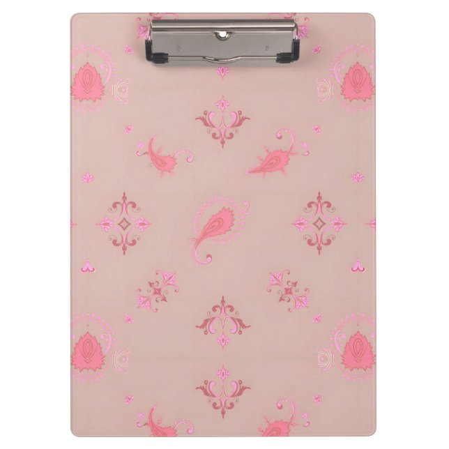 Carpeta De Pinza Patrón rosa Paisley (Anverso)