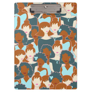 Carpeta De Pinza Patrón sin fisuras con chicas negros y chicas blan