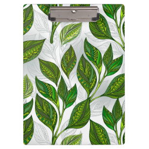 Carpeta De Pinza Patrón sin inconvenientes con hojas de té verdes