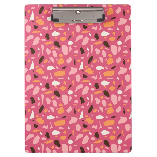 Carpeta De Pinza Patrón Terrazo Rosa (Anverso)