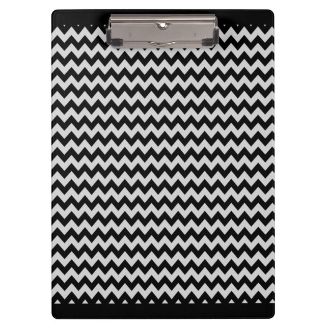 Carpeta De Pinza Patrón Zigzag de cheurón negro y blanco (Anverso)