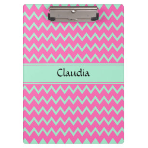 Carpeta De Pinza Patrón zigzag verde y rosado giratorio
