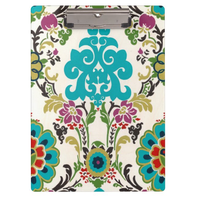 Carpeta De Pinza Patrones florales Damask Plum Turquoise (Anverso)