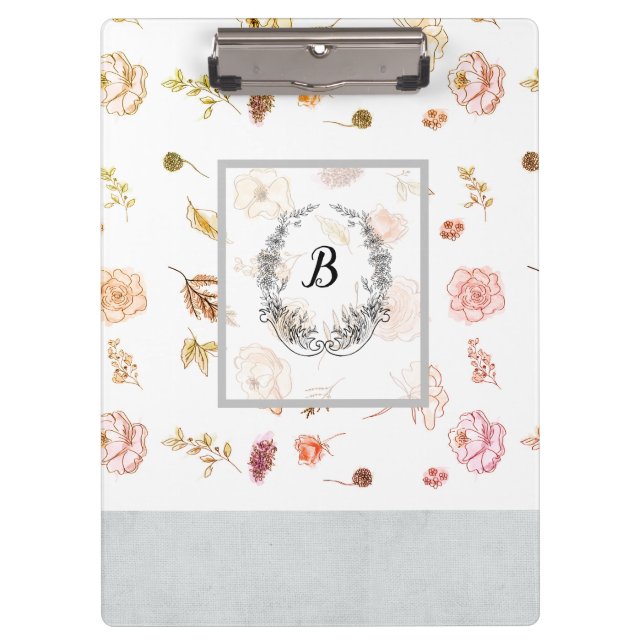 Carpeta De Pinza Patrones modernos y elegantes de monograma girator (Anverso)