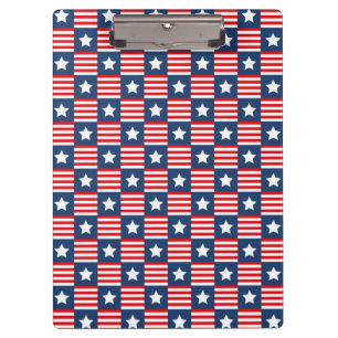 Carpeta De Pinza Patrónico patrón de bandera estadounidense rojo, b