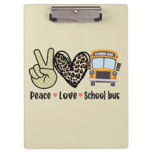 Carpeta De Pinza Paz, amor, autobús escolar