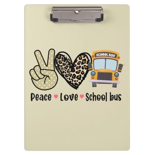 Carpeta De Pinza Paz, amor, autobús escolar (Anverso)