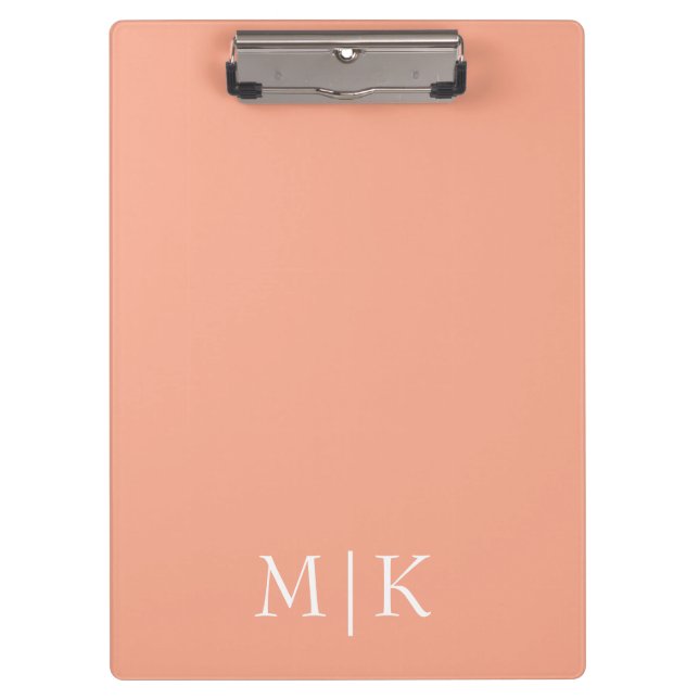 Carpeta De Pinza Peach y White | Monograma moderno (Anverso)