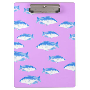 Carpeta De Pinza Peces azules en lila