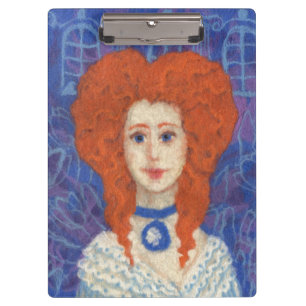 Carpeta De Pinza Pelo rojo, chica pelirroja arte en fibra rococó az
