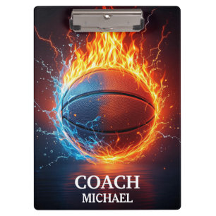Carpeta De Pinza Pelota de baloncesto personalizada sobre fuego y a