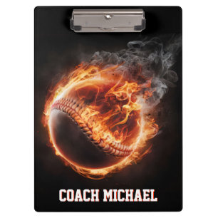 Carpeta De Pinza Pelota de béisbol personalizada en llamas