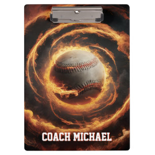 Carpeta De Pinza Pelota de béisbol personalizada en llamas