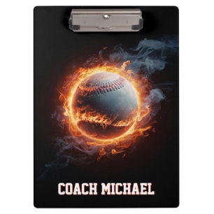 Carpeta De Pinza Pelota de béisbol personalizada en llamas