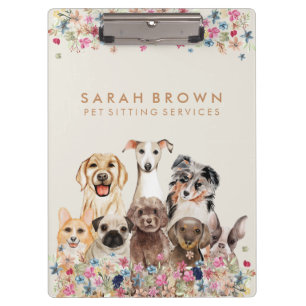 Carpeta De Pinza Peluquería de perros linda marrón beige flores peq